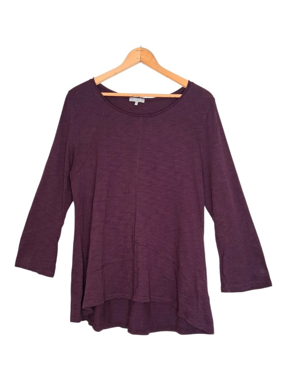 Habitat Slub Knit 100% Cotton Tunic Top Sz Lg Plum Purple Lagenlook Travel Yoga